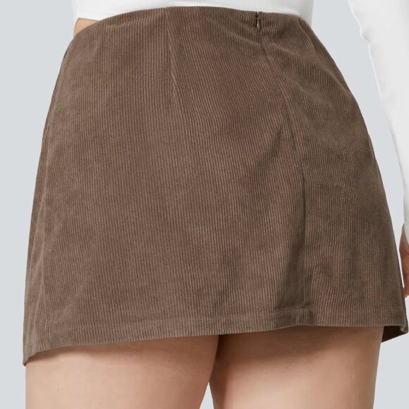 Halara High Waisted Invisible Zipper 2-in-1‎ A Line Mini Corduroy Skirt 1X - Picture 2 of 13